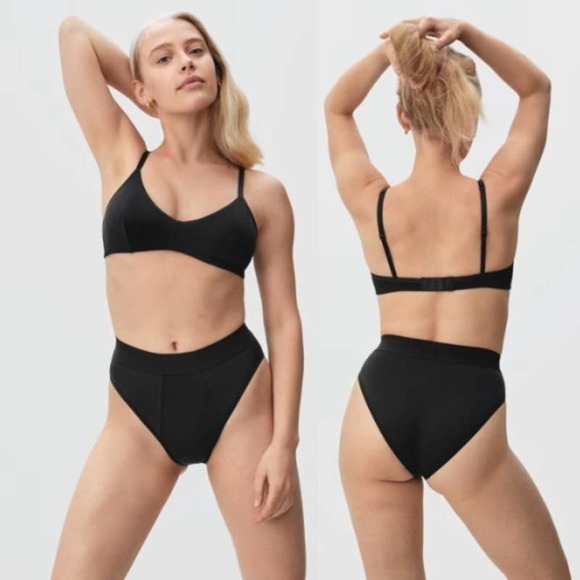 Everlane NWT The Cotton Boy Brief Cheeky High Waisted Panty Black Size Small - Picture 1 of 5